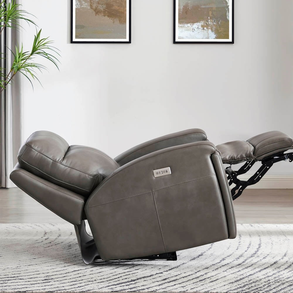 Fauteuil inclinable électrique Hydeline Venice Zero Gravity en cuir pleine fleur avec appui-tête et porte-gobelet