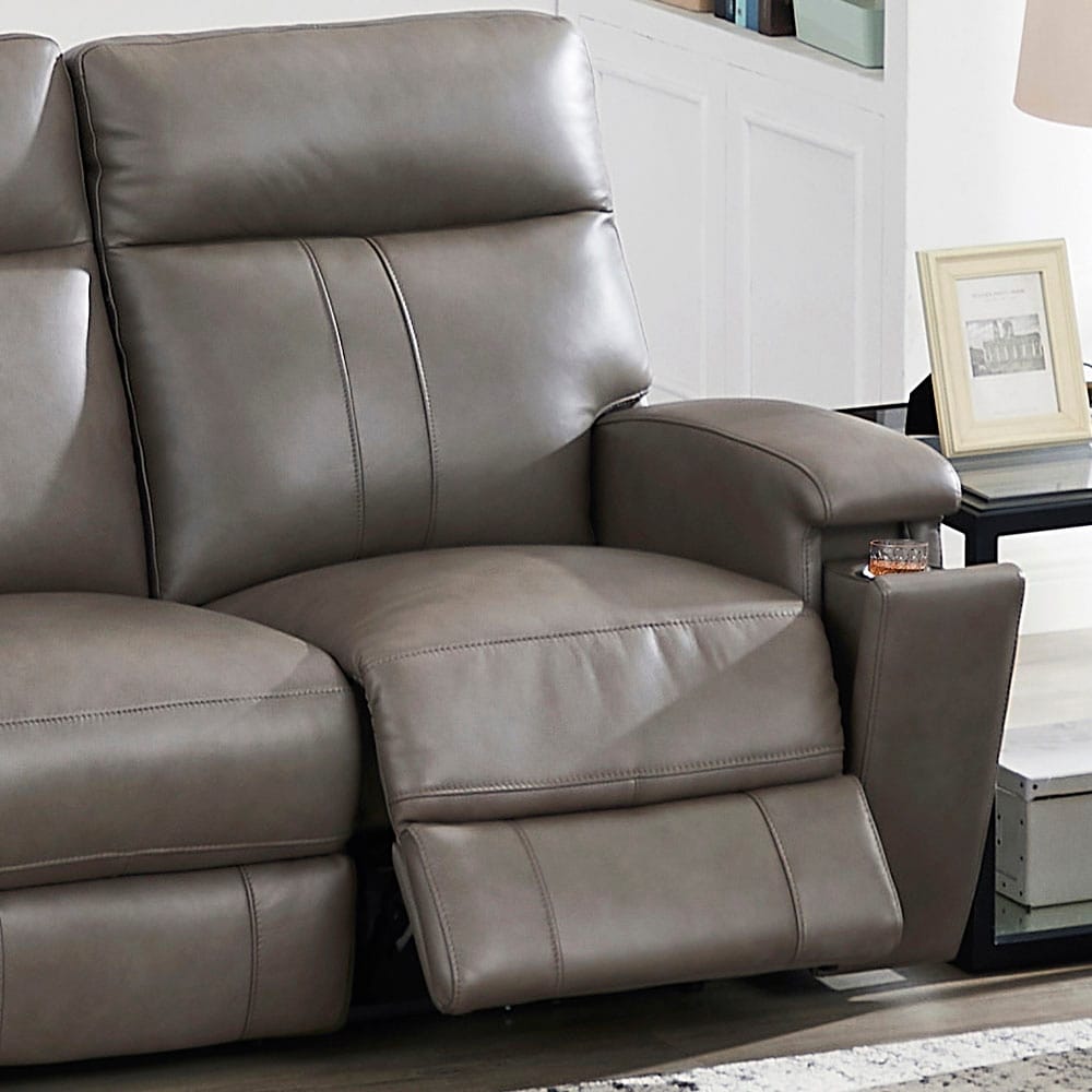 Canapé Hydeline Venice Zero Gravity en cuir pleine fleur avec dossier inclinable et appui-tête électrique et porte-gobelet