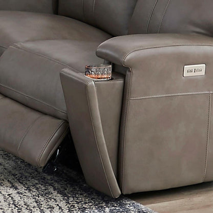 Canapé Hydeline Venice Zero Gravity en cuir pleine fleur avec dossier inclinable et appui-tête électrique et porte-gobelet