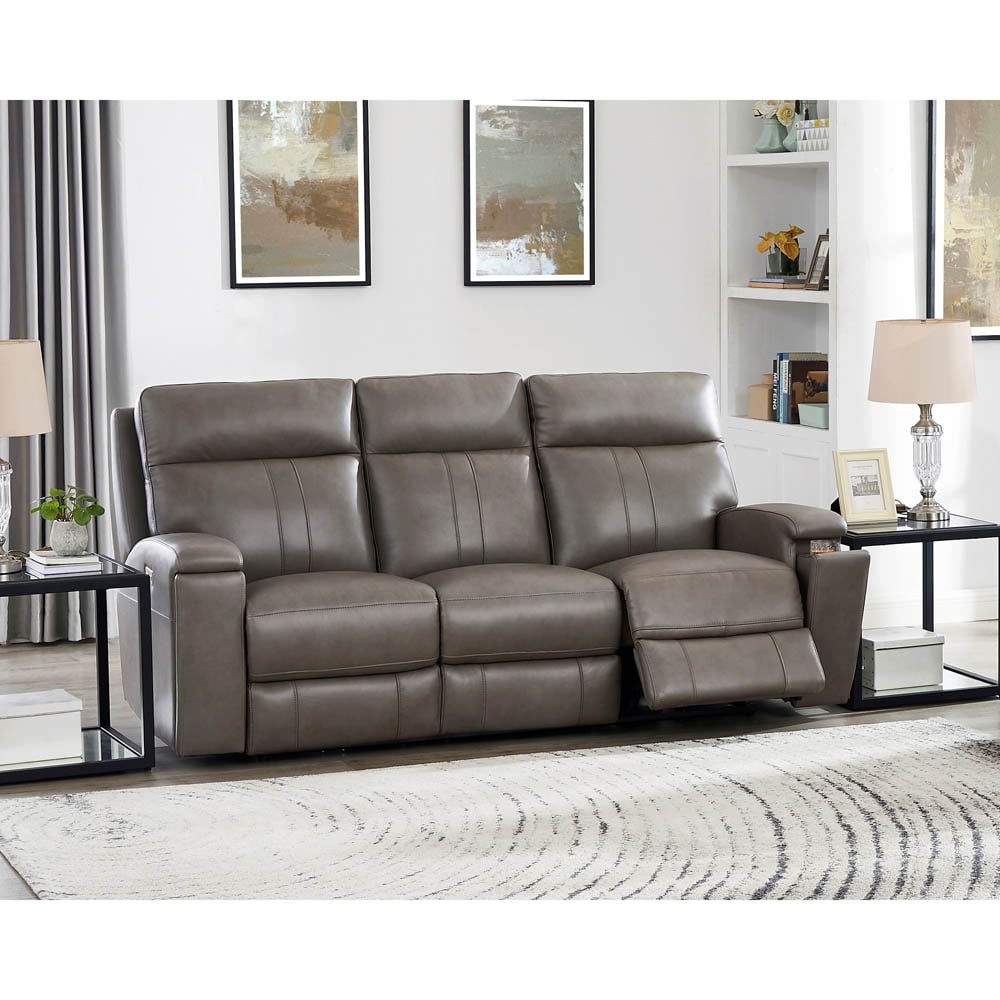 Canapé Hydeline Venice Zero Gravity en cuir pleine fleur avec dossier inclinable et appui-tête électrique et porte-gobelet