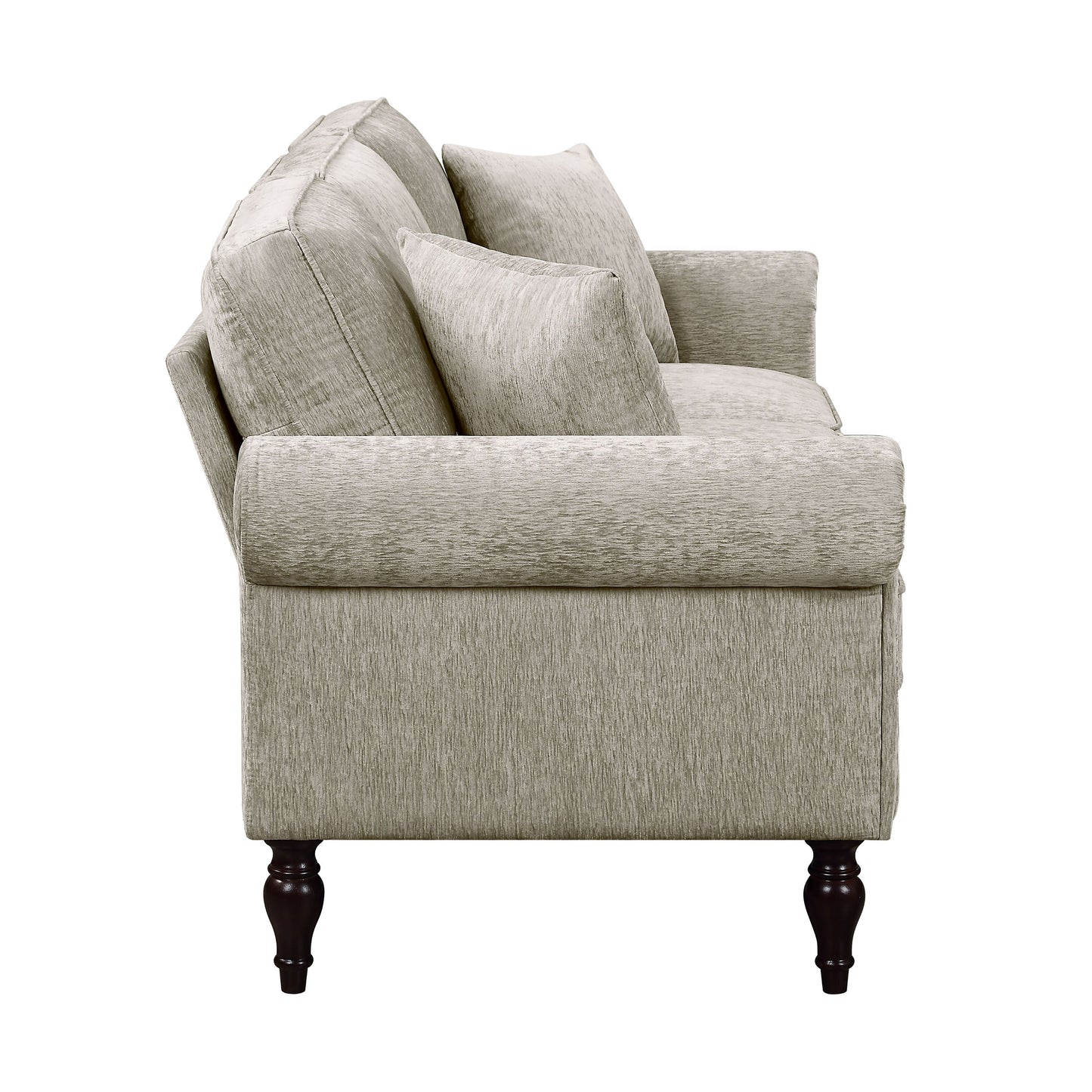 Canapé traditionnel Igny en chenille avec accoudoirs roulés et rembourré par Furniture of America