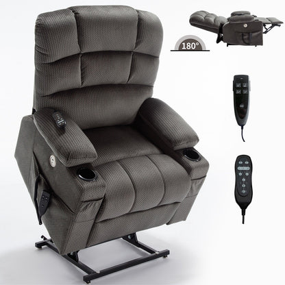 Fauteuil inclinable électrique à double moteur à position infinie, mécanisme de mouvement robuste avec porte-gobelets chauffants et de massage et poches latérales