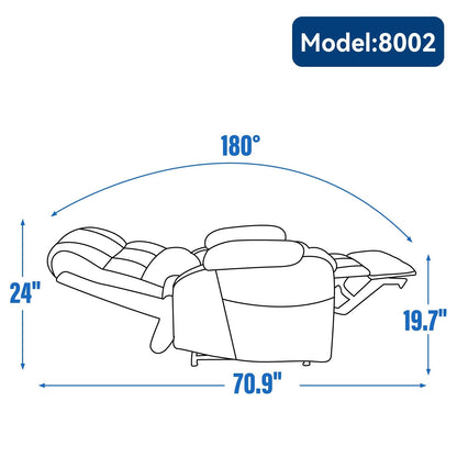 Fauteuil inclinable électrique à double moteur à position infinie, mécanisme de mouvement robuste avec porte-gobelets chauffants et de massage et poches latérales