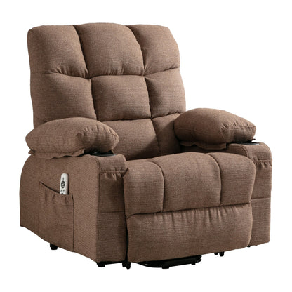 Fauteuil inclinable électrique à position infinie, canapé simple en tissu avec chauffage et massage, poche latérale, port de charge USB