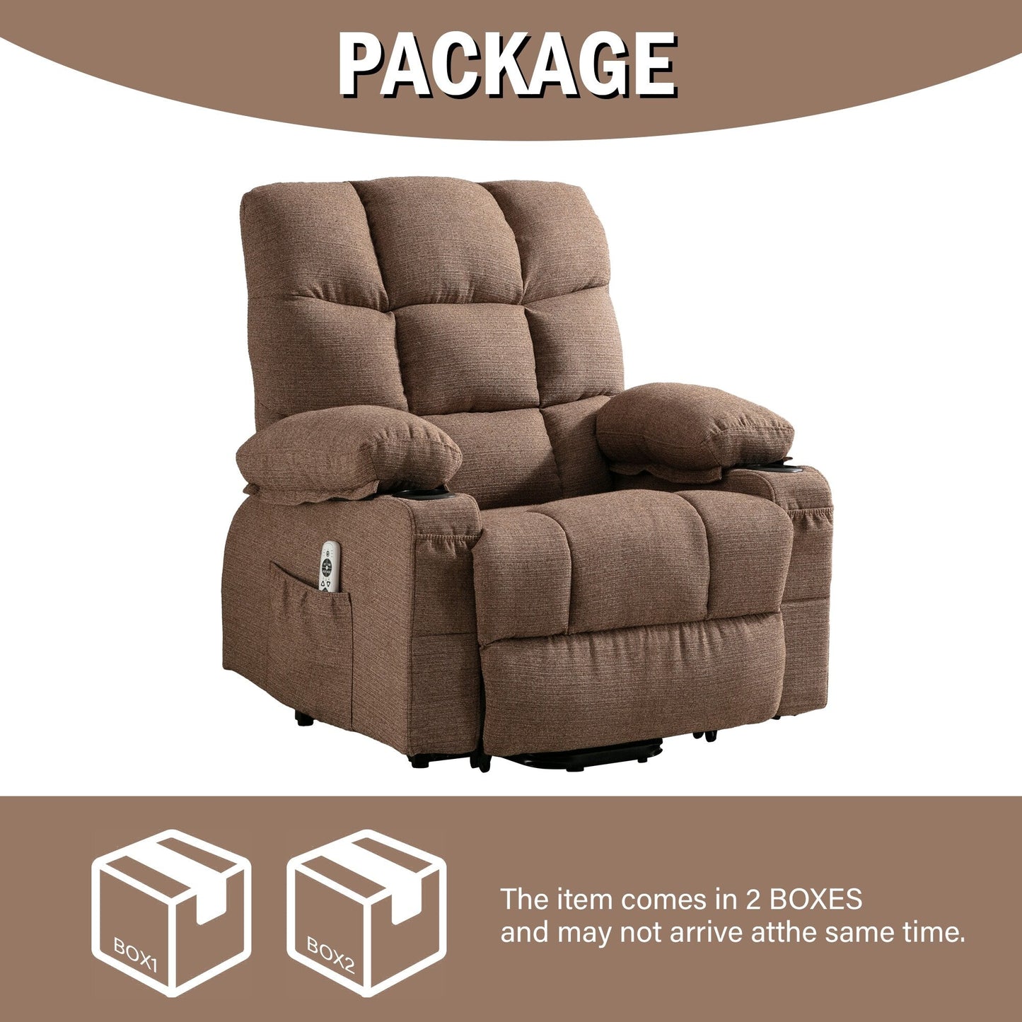 Fauteuil inclinable électrique à position infinie, canapé simple en tissu avec chauffage et massage, poche latérale, port de charge USB