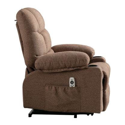 Fauteuil inclinable électrique à position infinie, canapé simple en tissu avec chauffage et massage, poche latérale, port de charge USB