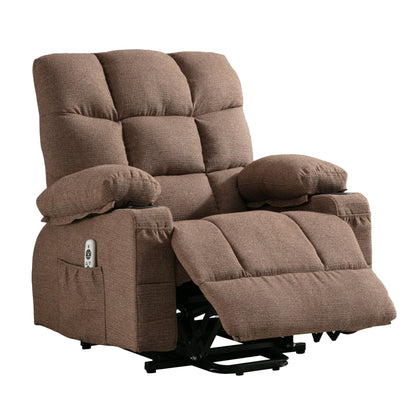 Fauteuil inclinable électrique à position infinie, canapé simple en tissu avec chauffage et massage, poche latérale, port de charge USB