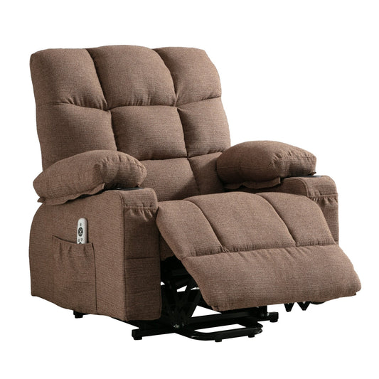 Fauteuil inclinable électrique à position infinie, canapé simple en tissu avec chauffage et massage, poche latérale, port de charge USB