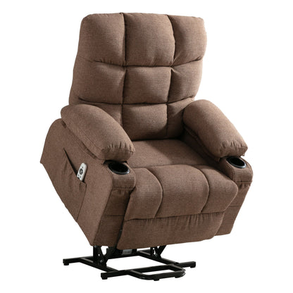 Fauteuil inclinable électrique à position infinie, canapé simple en tissu avec chauffage et massage, poche latérale, port de charge USB