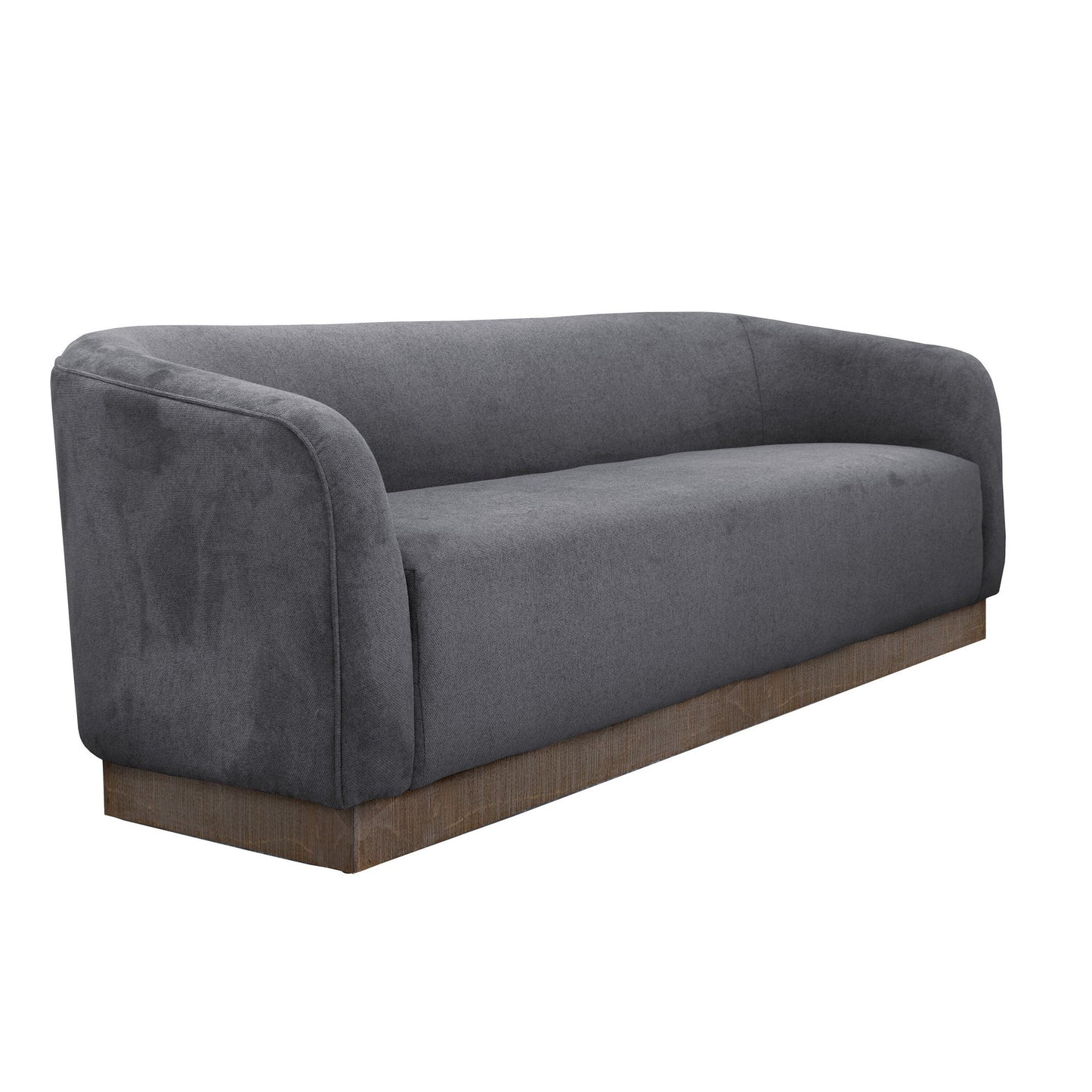 Canapé Ino, polyester gris foncé, coussins en mousse, base en bois massif, 223 cm