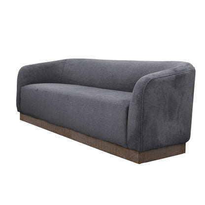 Canapé Ino, polyester gris foncé, coussins en mousse, base en bois massif, 223 cm