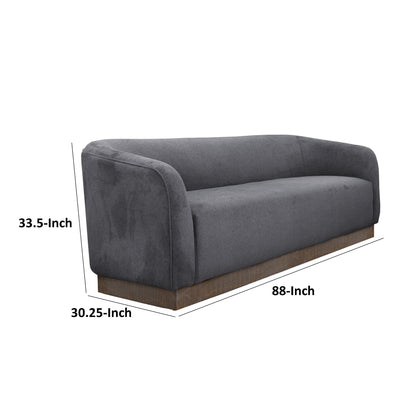 Canapé Ino, polyester gris foncé, coussins en mousse, base en bois massif, 223 cm