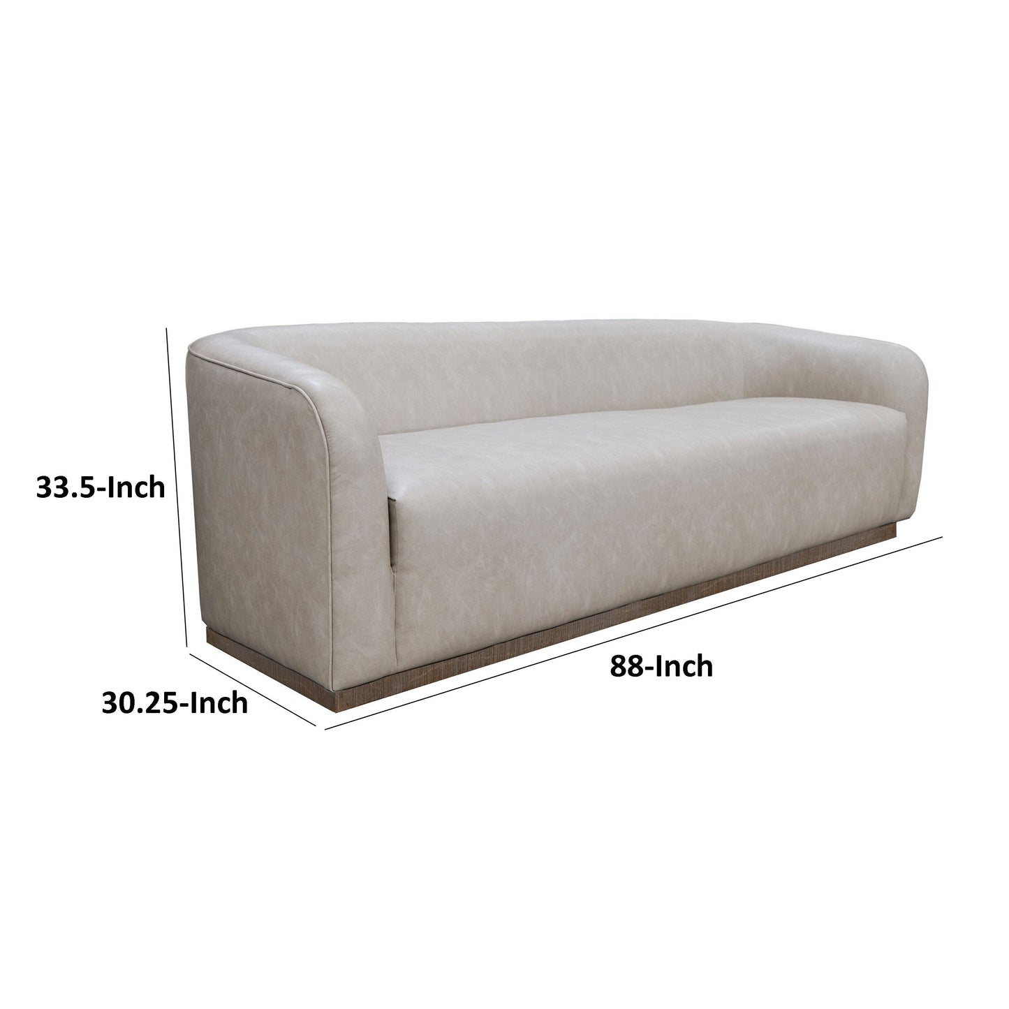 Canapé Ino, polyester gris, coussins en mousse, piètement en pin massif, 223 cm