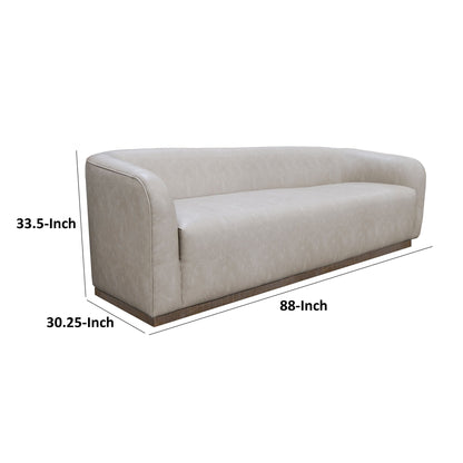 Canapé Ino, polyester gris, coussins en mousse, piètement en pin massif, 223 cm