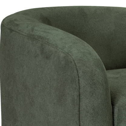 Canapé Ino, polyester vert olive, coussins en mousse, pin massif, 223 cm