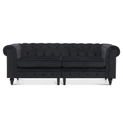 Petit canapé de bureau Ivinta, canapé Chesterfield capitonné en velours, canapé vintage du milieu du siècle