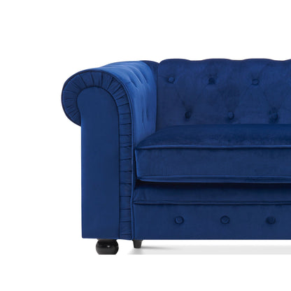 Petit canapé de bureau Ivinta, canapé Chesterfield capitonné en velours, canapé vintage du milieu du siècle