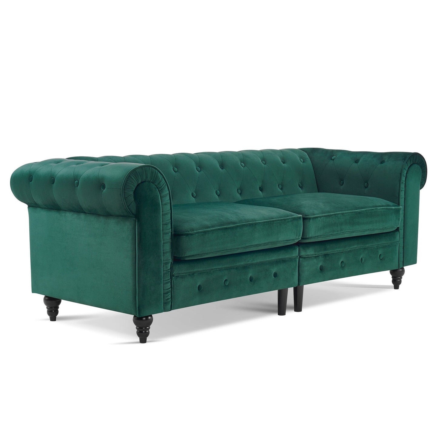 Petit canapé de bureau Ivinta, canapé Chesterfield capitonné en velours, canapé vintage du milieu du siècle