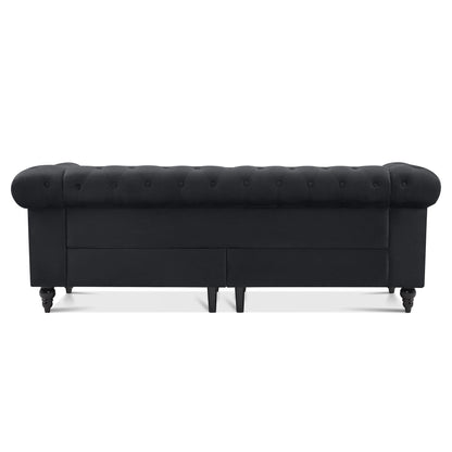 Petit canapé de bureau Ivinta, canapé Chesterfield capitonné en velours, canapé vintage du milieu du siècle