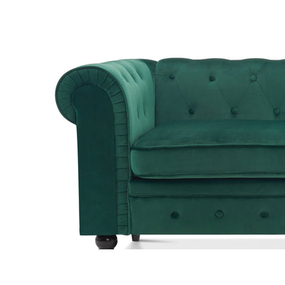 Petit canapé de bureau Ivinta, canapé Chesterfield capitonné en velours, canapé vintage du milieu du siècle