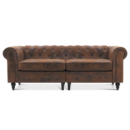 Petit canapé de bureau Ivinta, canapé Chesterfield capitonné en velours, canapé vintage du milieu du siècle