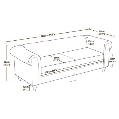 Petit canapé de bureau Ivinta, canapé Chesterfield capitonné en velours, canapé vintage du milieu du siècle