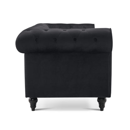 Petit canapé de bureau Ivinta, canapé Chesterfield capitonné en velours, canapé vintage du milieu du siècle