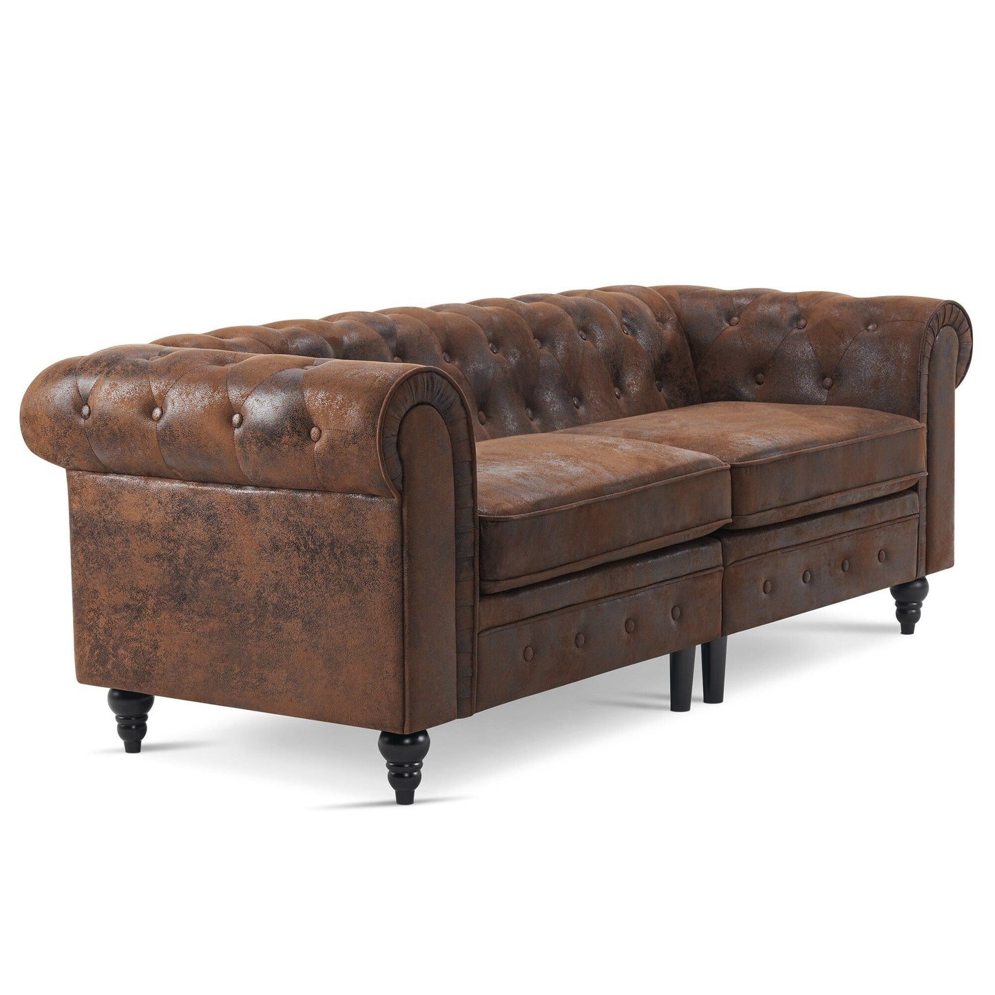 Petit canapé de bureau Ivinta, canapé Chesterfield capitonné en velours, canapé vintage du milieu du siècle