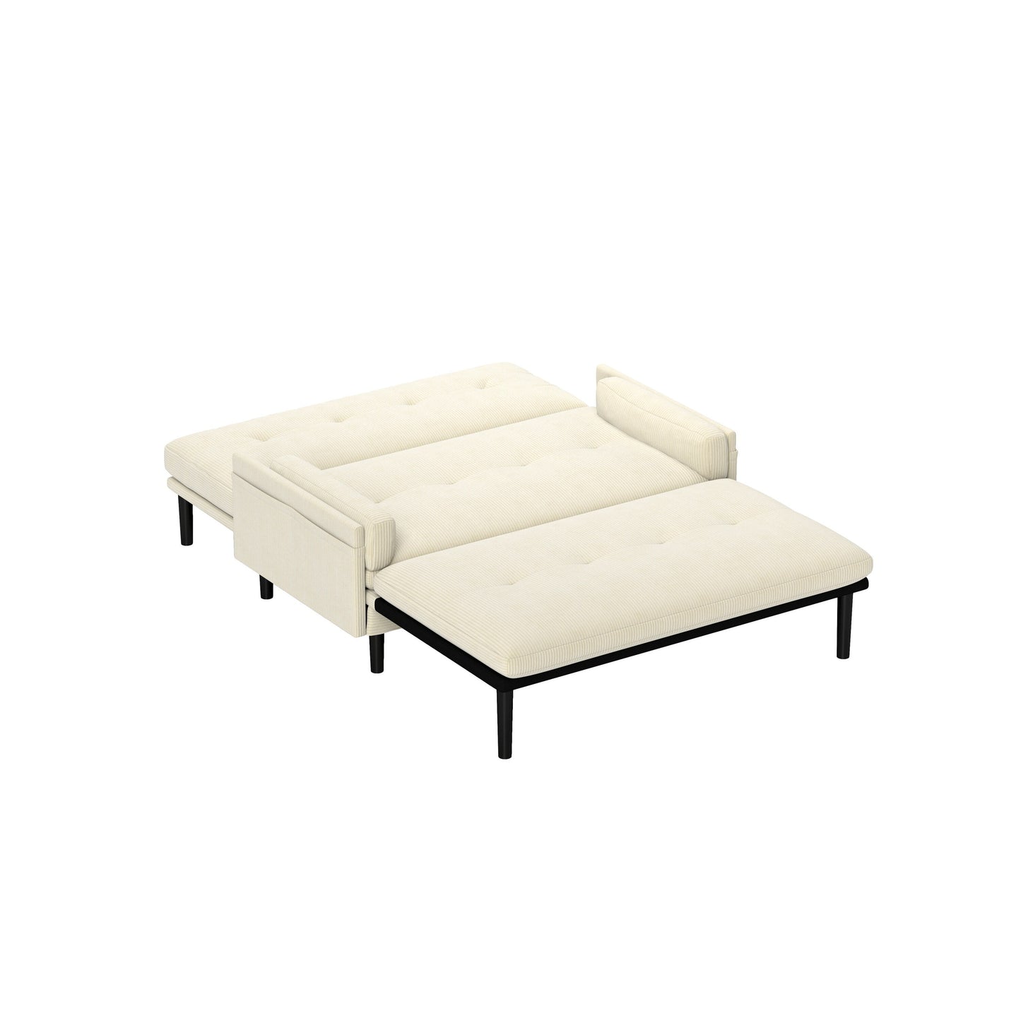 Canapé-causeuse multifonction réglable en velours côtelé Ivory 55.11, fauteuil convertible et lit d'appoint