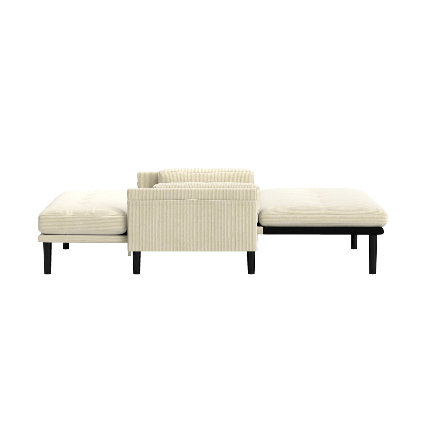 Canapé-causeuse multifonction réglable en velours côtelé Ivory 55.11, fauteuil convertible et lit d'appoint