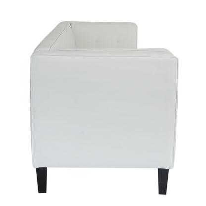 Canapé 3 places capitonné en velours ivoire 89,75 $ avec pieds en bois et cadre en bois dur séché au four pour le salon