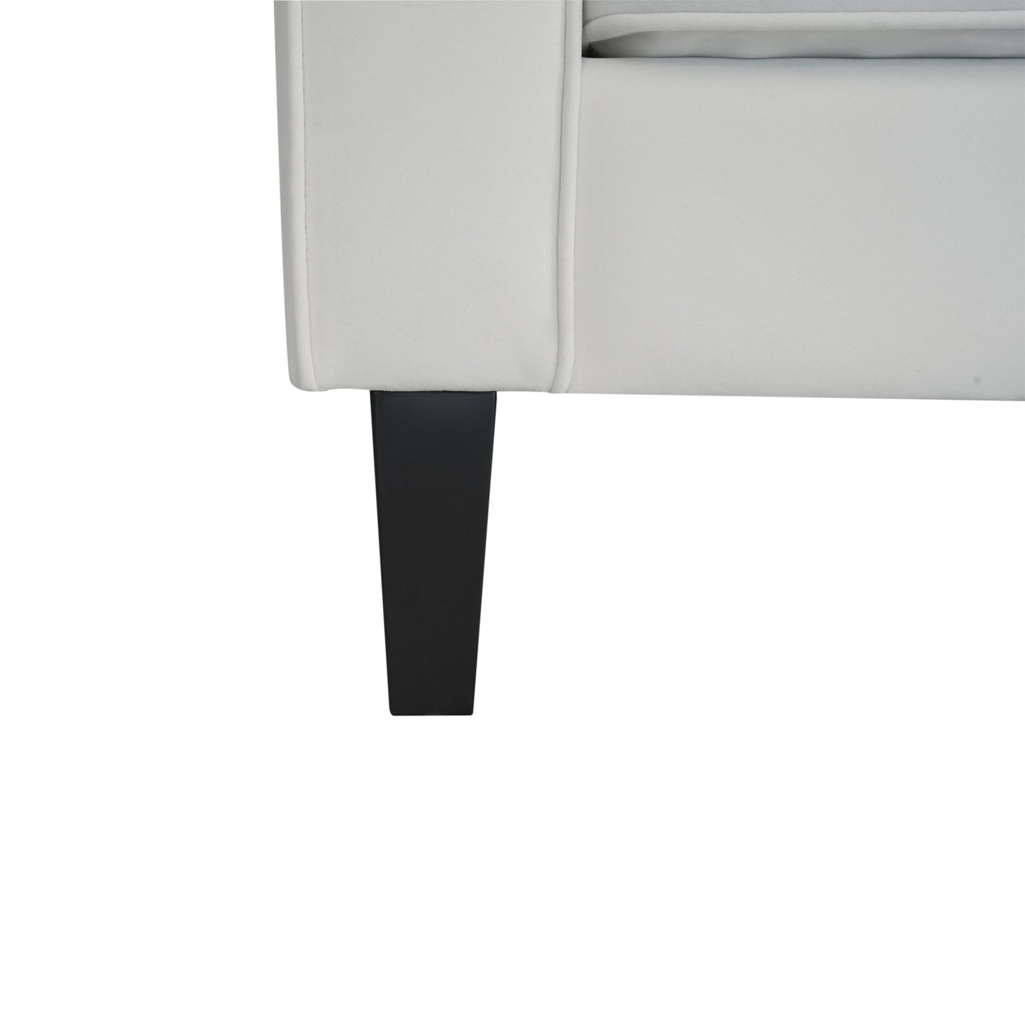 Canapé 3 places capitonné en velours ivoire avec cadre en bois dur