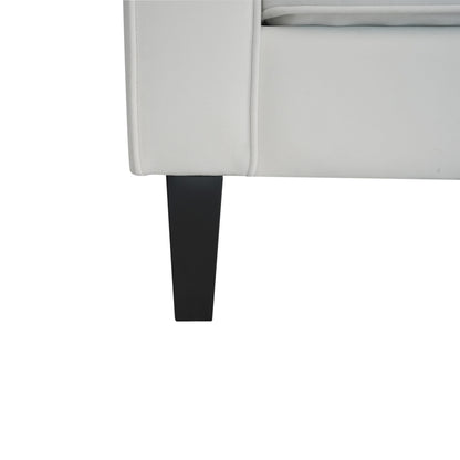 Canapé 3 places capitonné en velours ivoire avec cadre en bois dur