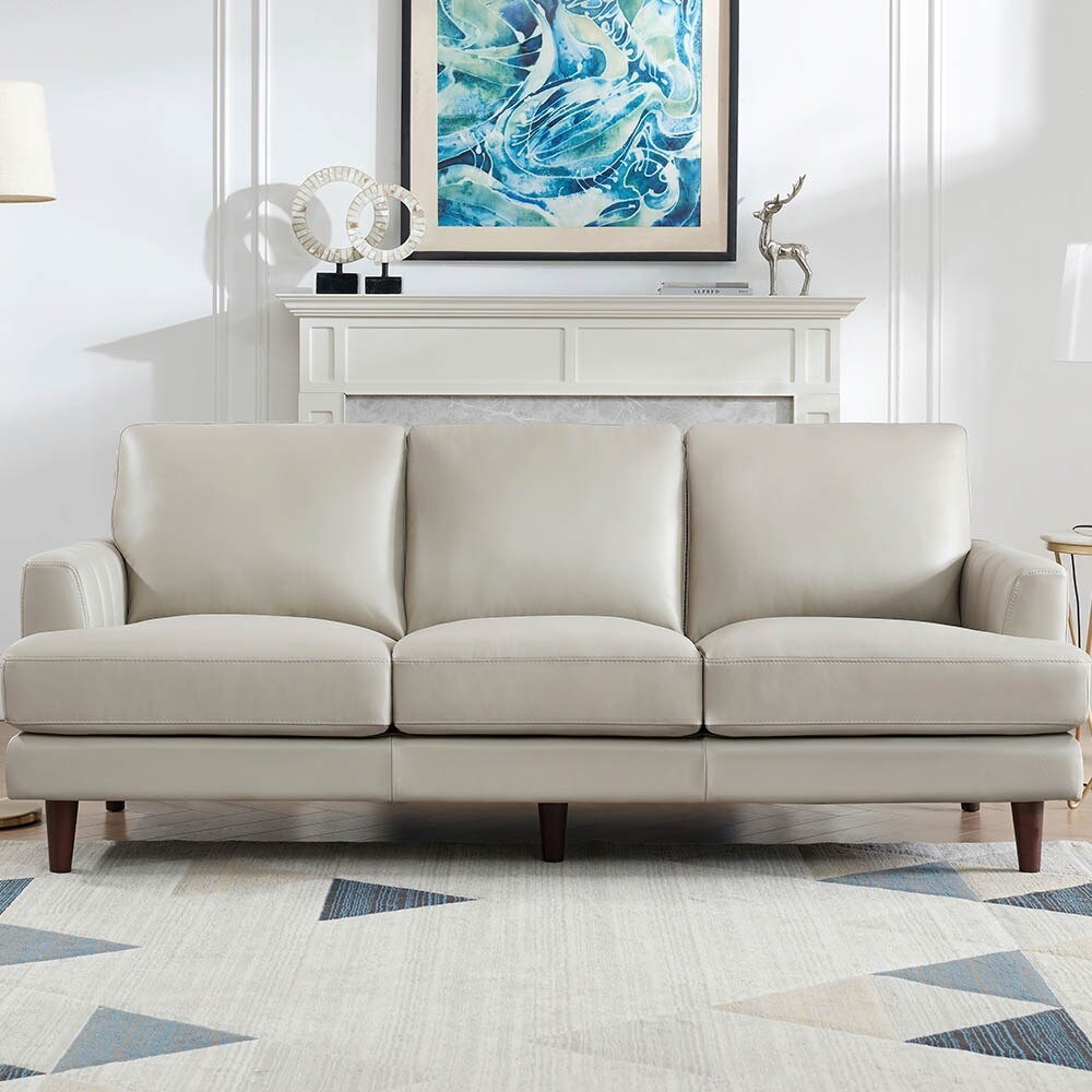 Canapé Cassia en cuir pleine fleur avec plumes, mousse à mémoire de forme et ressorts Ivy Living