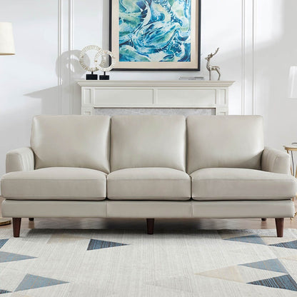 Canapé Cassia en cuir pleine fleur avec plumes, mousse à mémoire de forme et ressorts Ivy Living