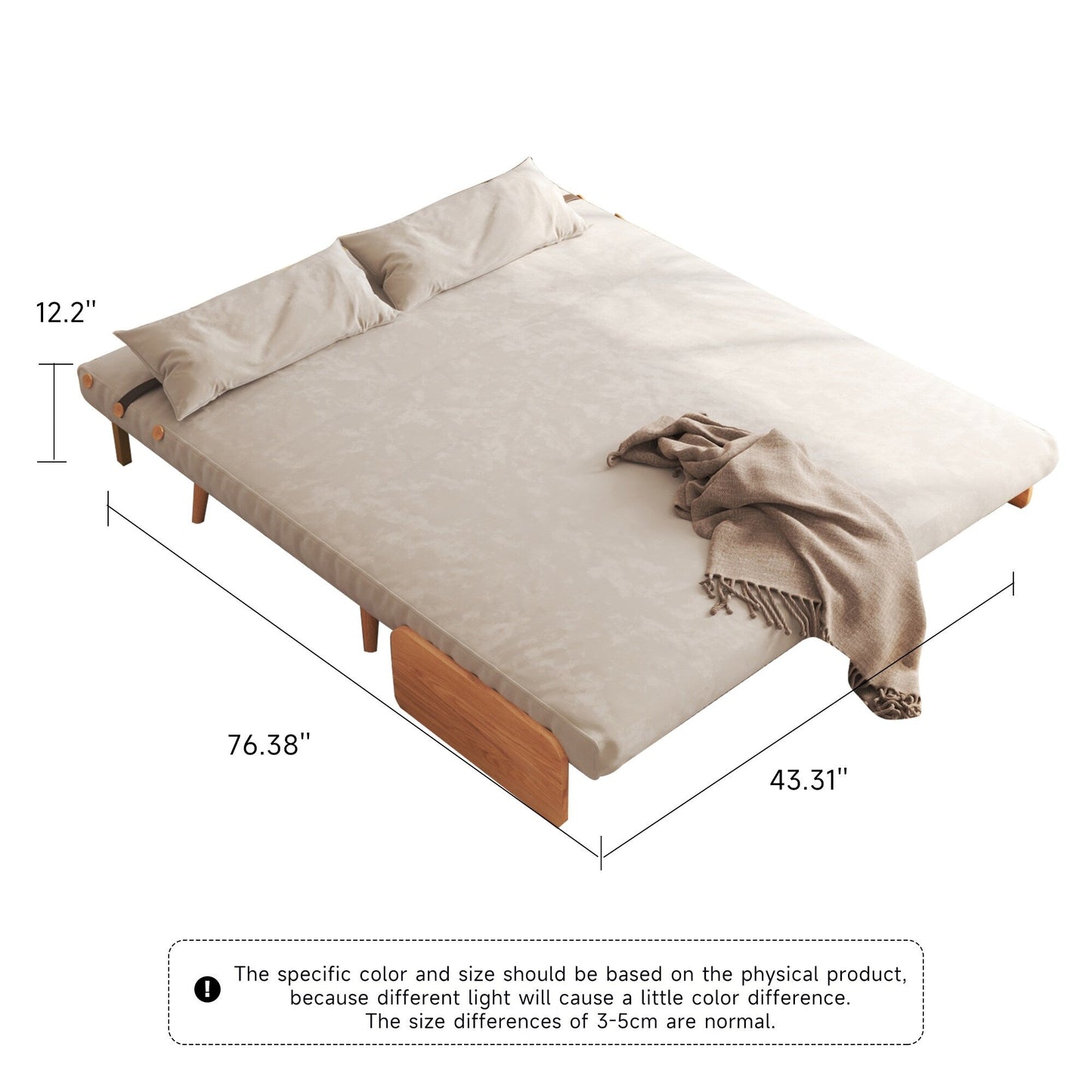 Canapé-lit rembourré moderne JASIWAY 59,1''