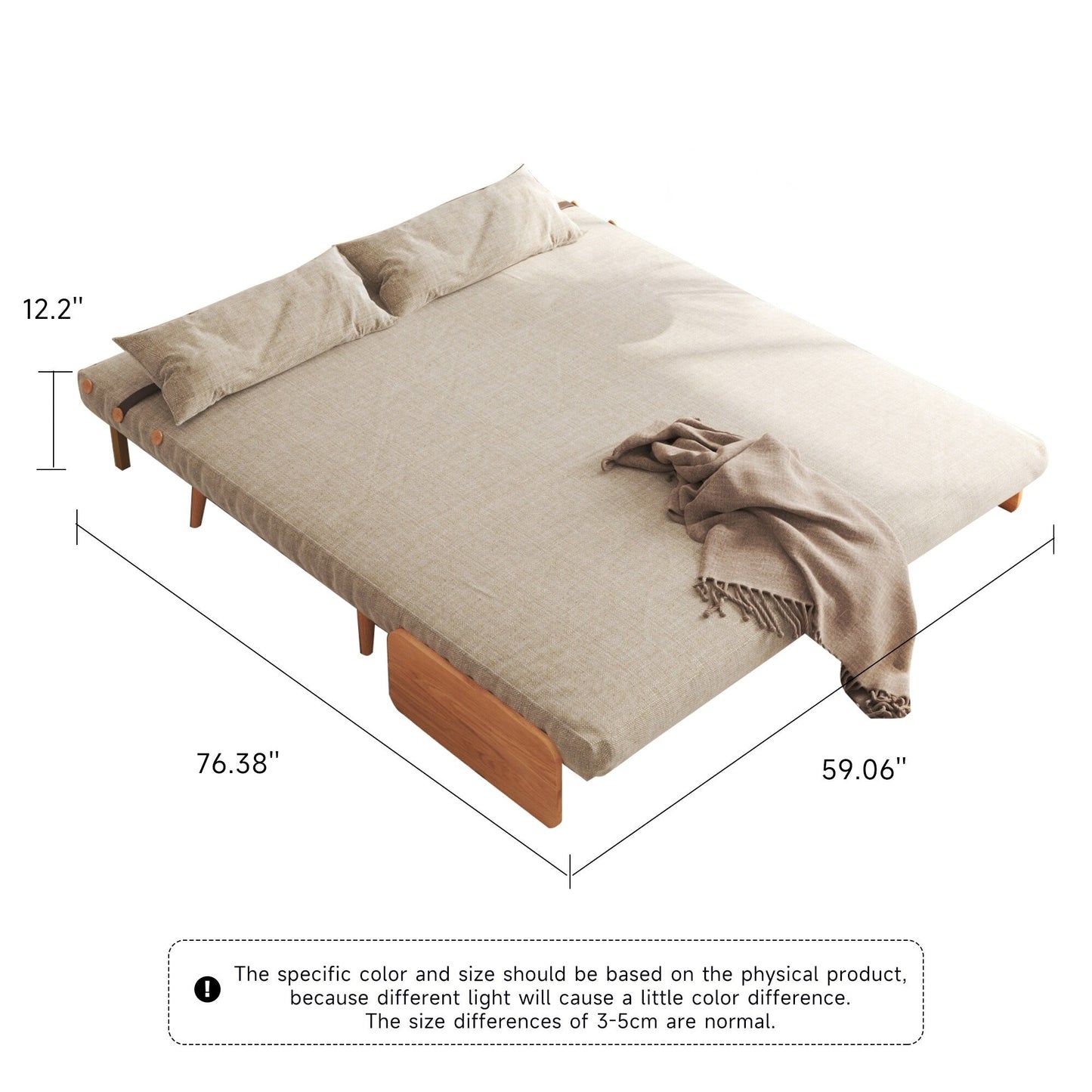 Canapé-lit rembourré moderne JASIWAY 59,1''