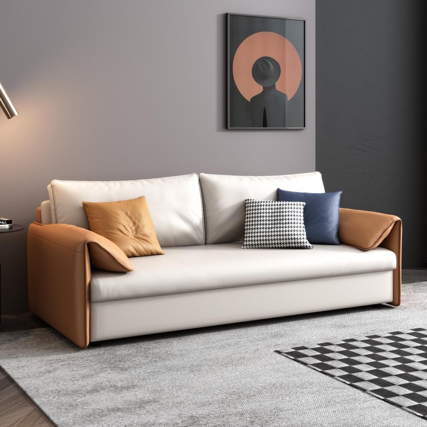 Canapé-lit en cuir végétalien JASIWAY 65,4''