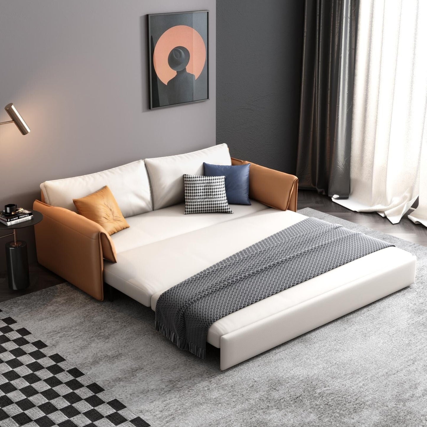 Canapé-lit en cuir végétalien JASIWAY 65,4''