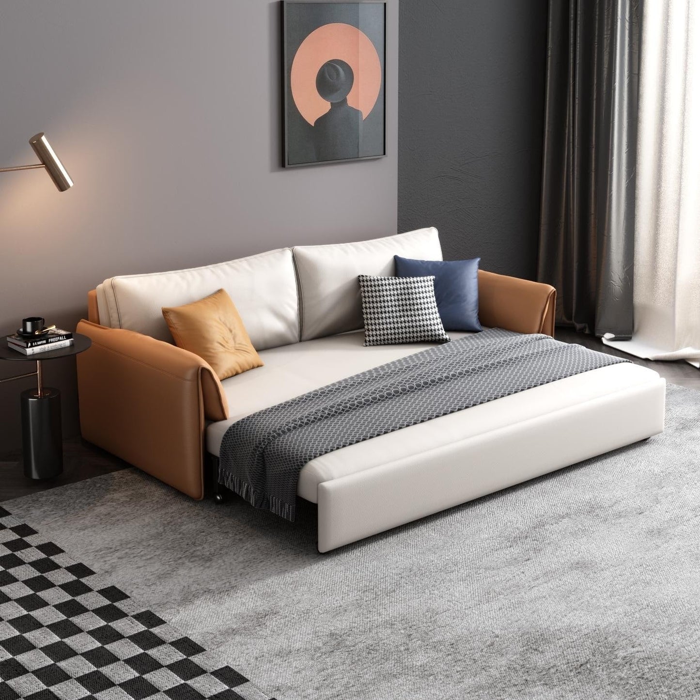 Canapé-lit en cuir végétalien JASIWAY 65,4''