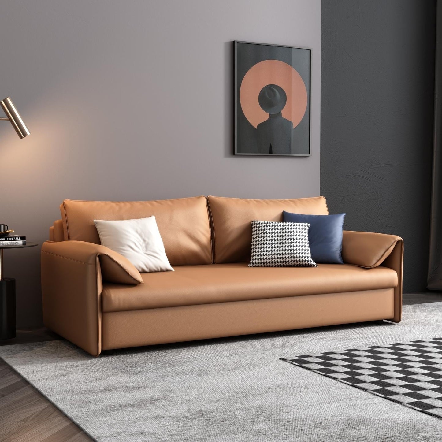 Canapé-lit en cuir végétalien JASIWAY 65,4''