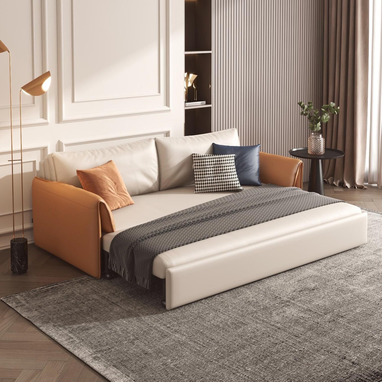 Canapé-lit en cuir végétalien JASIWAY 65,4''