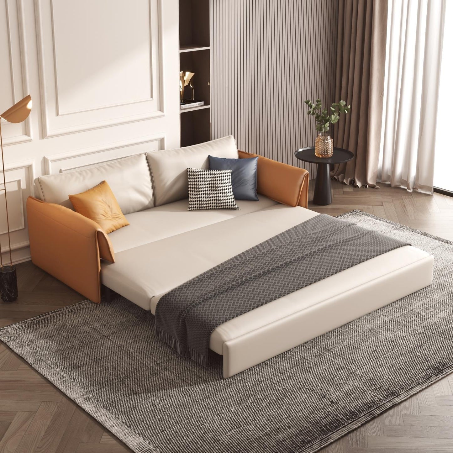 Canapé-lit en cuir végétalien JASIWAY 65,4''