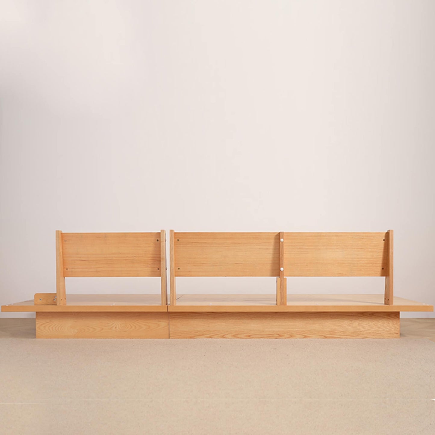 Canapé JASIWAY en coton beige avec cadre en bois