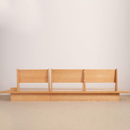 Canapé JASIWAY en coton beige avec cadre en bois