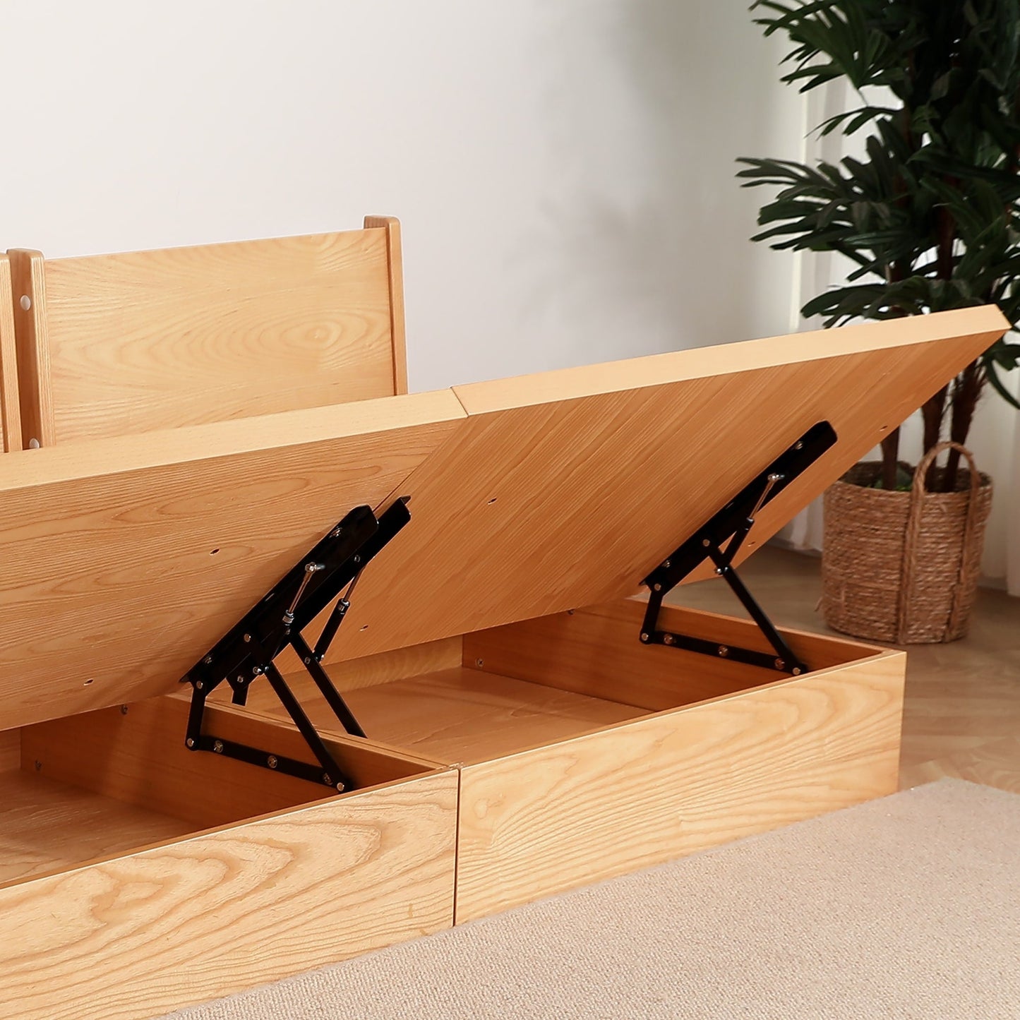 Canapé JASIWAY en coton beige avec cadre en bois