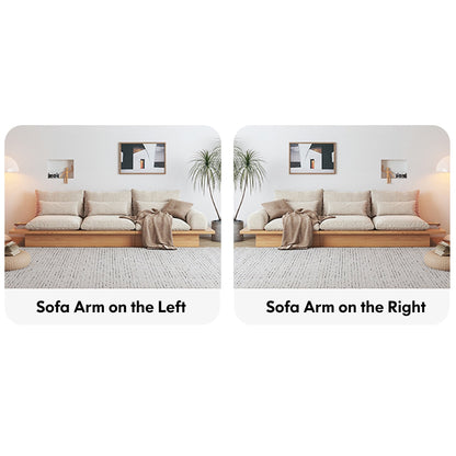 Canapé JASIWAY en coton beige avec cadre en bois