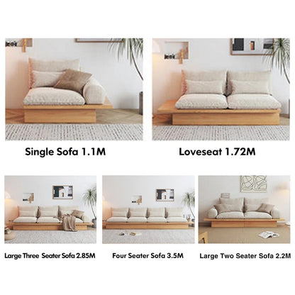 Canapé JASIWAY en coton beige avec cadre en bois