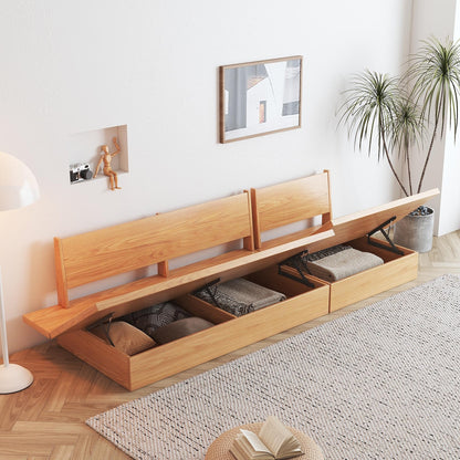 Canapé JASIWAY en coton beige avec cadre en bois