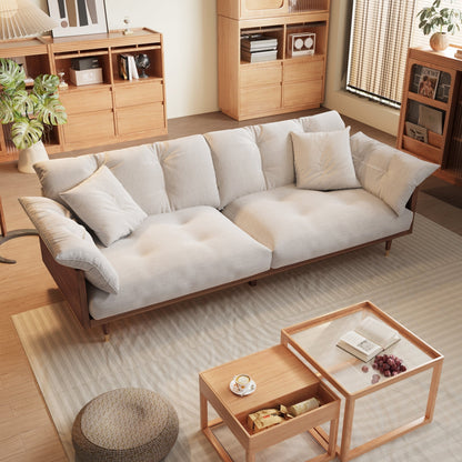 Canapé moderne 3 places rembourré en coton et lin JASIWAY